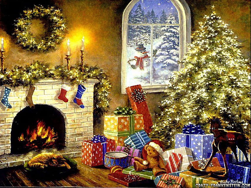 あなたの、モバイル＆タブレット用の昔ながらのビンテージクリスマスクレイジーフランケンシュタイン[]。 昔ながらのクリスマスを探る。 昔ながらの版画、昔ながらのデザイン 高画質の壁紙