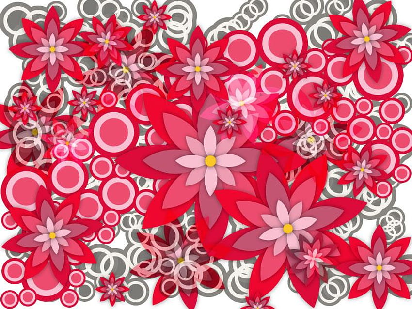 Flores, círculos, abstracto fondo de pantalla