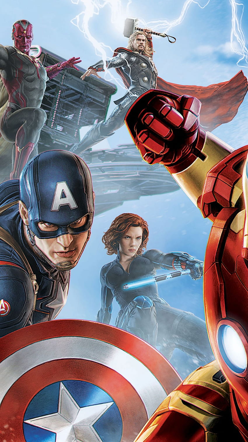 NOWY Avengers Age Of Ultron Hawkeye Thor Ironman Kapitan Ameryka Hulk Wdowa Tapeta na telefon HD