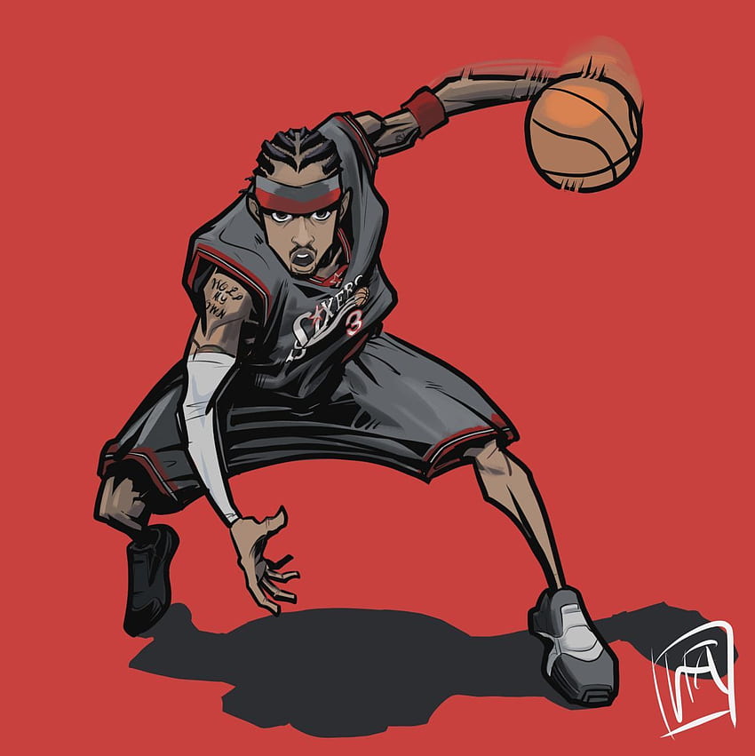 Allen Iverson by Leo Aquino. Allen iverson, Nba basketball art, Allen iverson, Allen Iverson Cartoon HD phone wallpaper