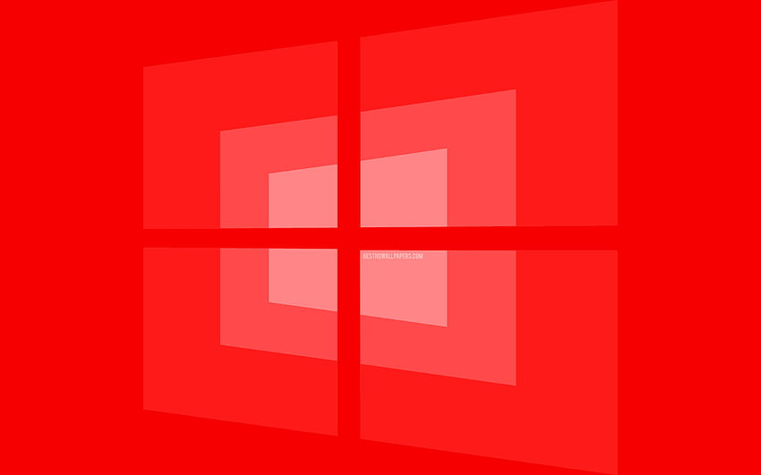 Windows 10 red logo, minimal, OS, red HD wallpaper