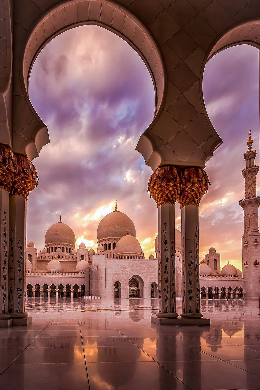 Sunset at the Mosque - Arsitektur masjid, islami, Gambar arsitektur, Mosque Phone HD phone wallpaper