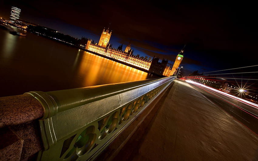 Cities, Rivers, Night, London, Big Ben, Bridge HD wallpaper