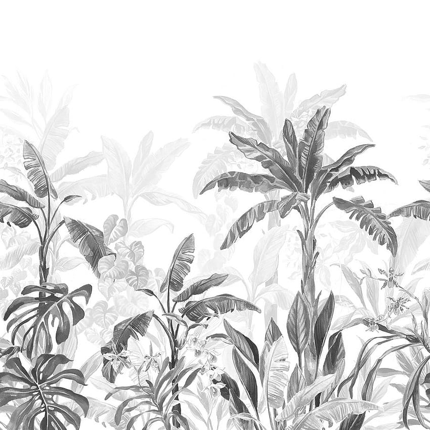 Mural de pared con palmeras en la jungla Artwallbazaar Hojas tropicales fondo de pantalla del teléfono