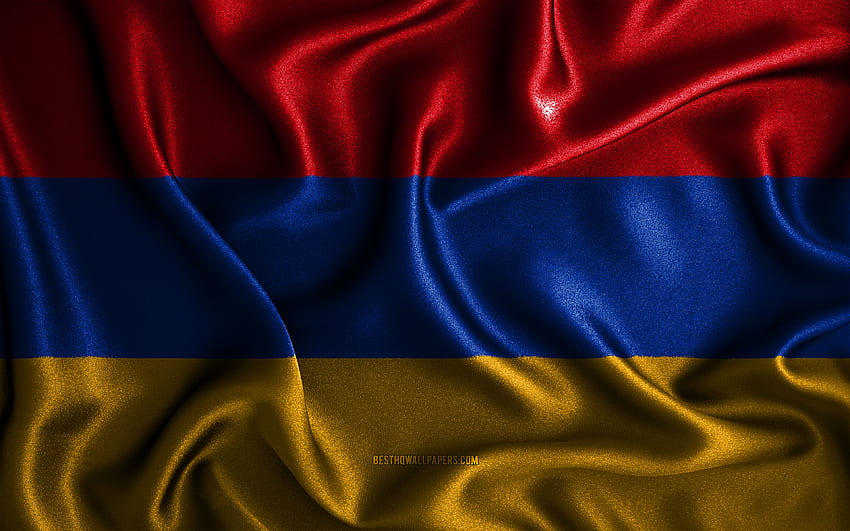 Арменско знаме, , копринени вълнони знамена, азиатски страни, национални символи, знаме на Армения, знамена от плат, знаме на Армения, 3D изкуство, Армения, Азия, 3D знаме на Армения за с резолюция . Високо HD тапет