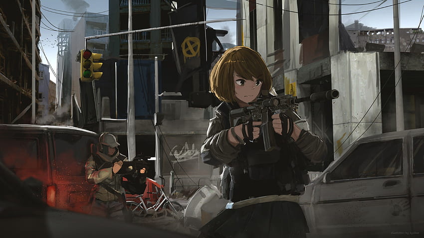 Anime Girl, Short Hair, Guns, Apocalypse for U TV HD wallpaper
