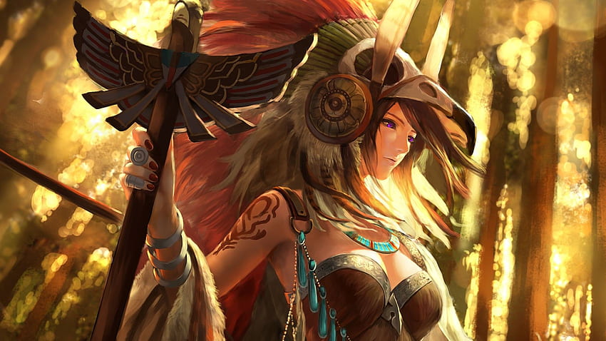 prompthunt cute native American anime girl wearing a war bonnet and  stylish colorful clothes exposed waist tan skin in the style of anmi  stylish native American symbols in background trending on pixiv