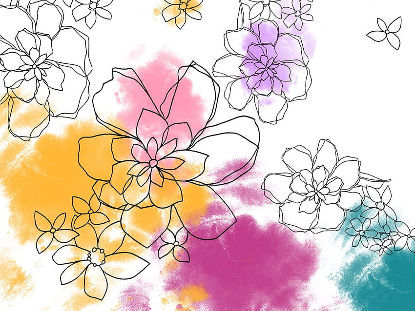 Conjunto de vector de flor de primavera flores de dibujos animados de  colores aislado colección de ilustraciones dibujadas a mano  Vector  Premium