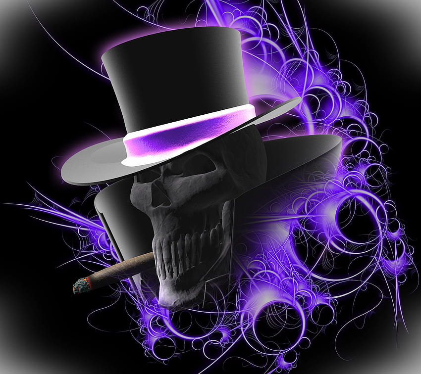 Smoking Skull 10491470 - Badass Black And Purple - -, Skull Smoke Sfondo HD