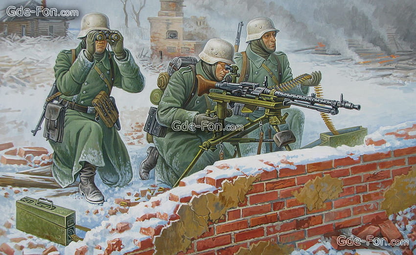 German soldiers, gunner, WWII, winter, WW2 German Soldier HD wallpaper