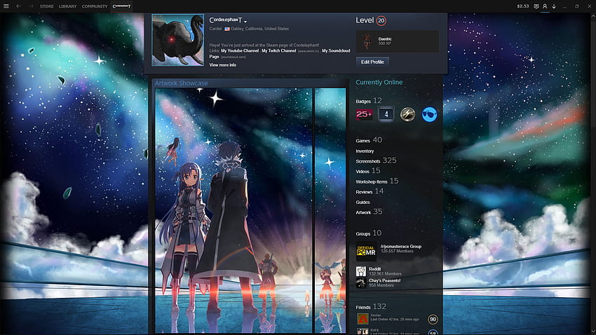 I made a steam artwork profile layout featuring my favorite SAO ! HD wallpaper