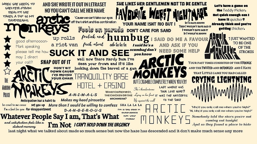 Just created a with some of my favorite lyrics. I hope you guys will enjoy it! (Side note: What are your favorite lyrics by AM?) : arcticmonkeys HD wallpaper