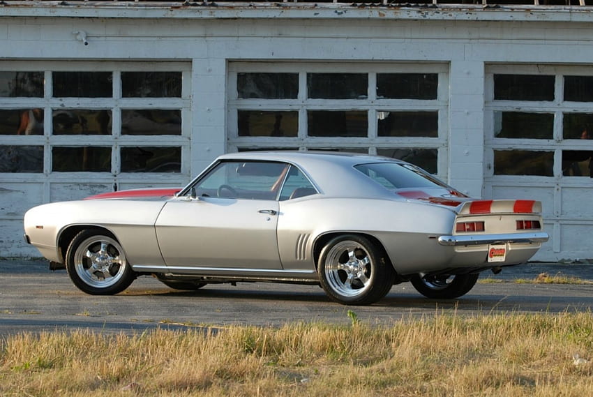 1969-Chevy-Camaro, Kırmızı Çizgili, Gümüş, Klasik, GM HD duvar kağıdı