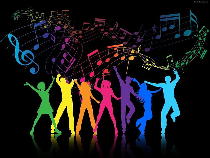 Tańczący Kolorowi Partyjni Ludzie. Tło taneczne, impreza muzyczna, dekoracje muzyczne Tapeta HD