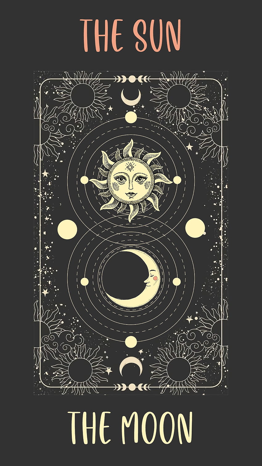 Słońce i księżyc, tarot, karta Tapeta na telefon HD