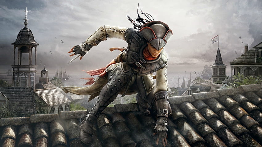 Assassin's Creed Liberation, roof, III, fantasy, assassins creed, girl, liberation HD wallpaper
