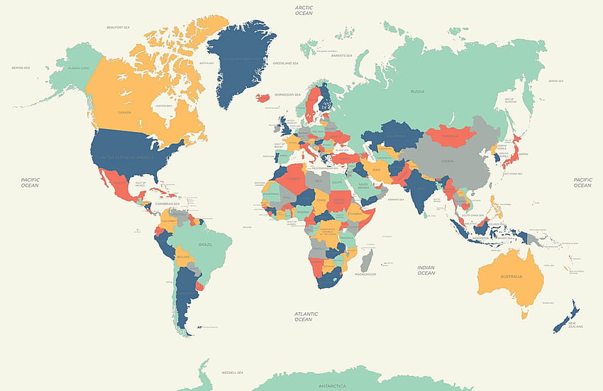 Mappa del mondo per bambini Globetrotter murale, mappa del mondo colorata Sfondo HD