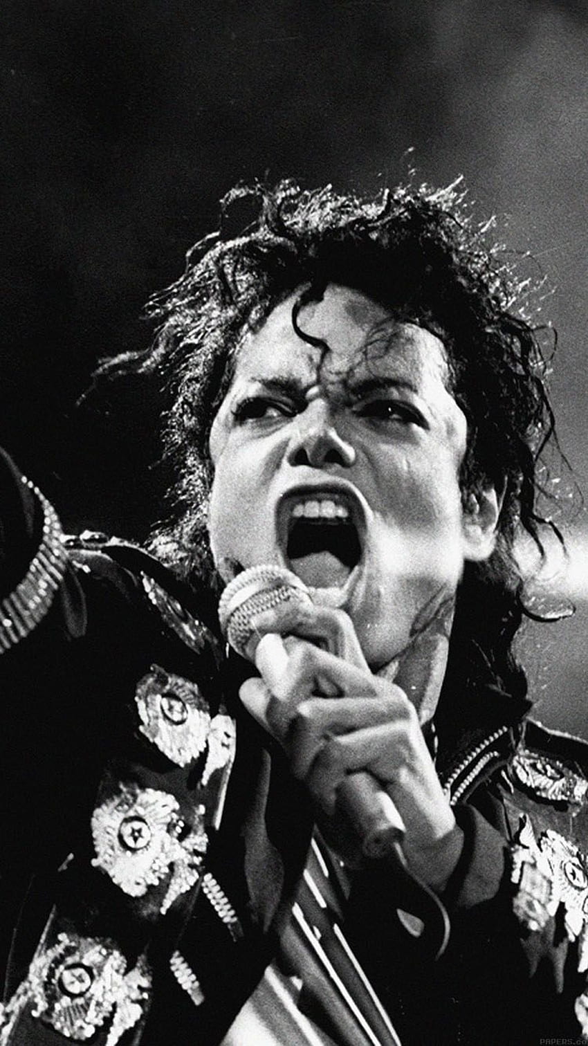 Майкъл Джексън пее музикално лице. Michael Jackson, Michael Jackson Bad Tour HD тапет за телефон