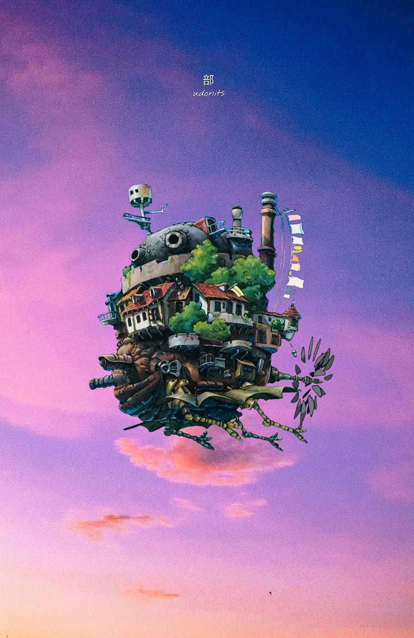 El castillo ambulante de Howl, la atmósfera, la nube. fondo de pantalla del teléfono