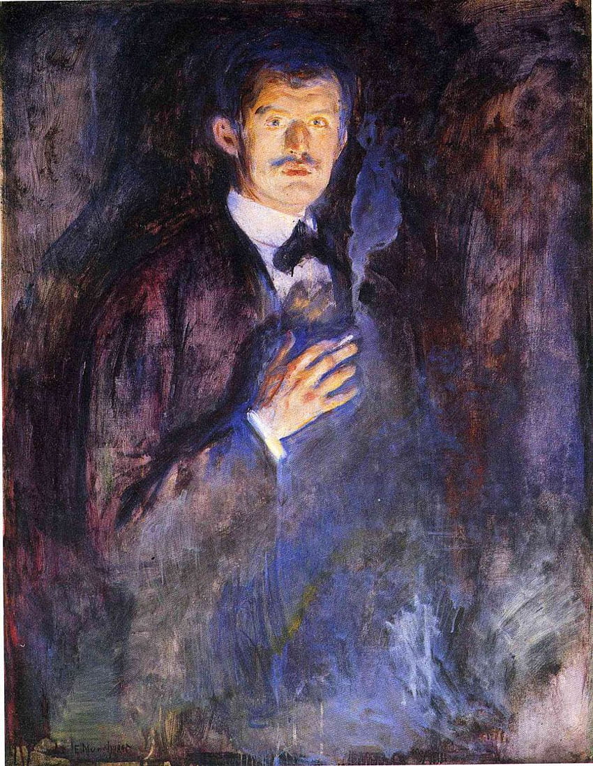 Autoportrait avec une cigarette allumée - Edvard Munch Fond d'écran de téléphone HD