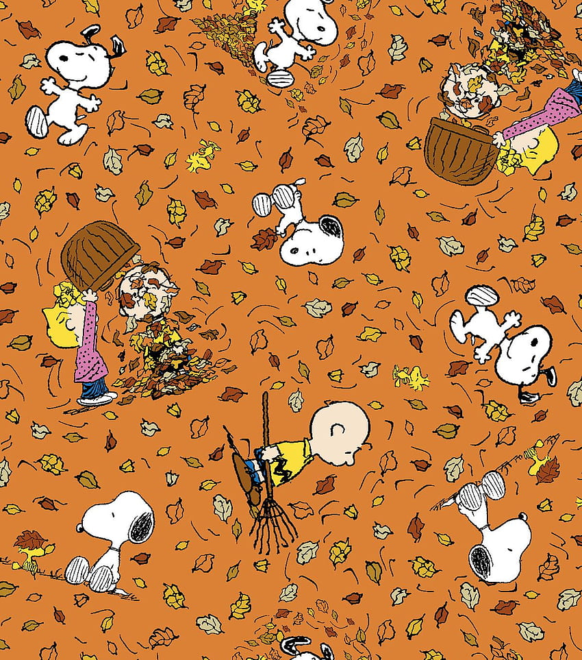 Harvest Cotton Fabric 43 - Peanuts Falling Leaves. Snoopy , Thanksgiving ,  Peanuts HD phone wallpaper | Pxfuel