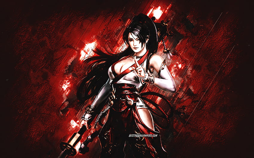 Momiji, Dead or Alive 5, Main Characters, Red Stone Background, Dead or Alive Characters, Momiji Dead or Alive HD wallpaper
