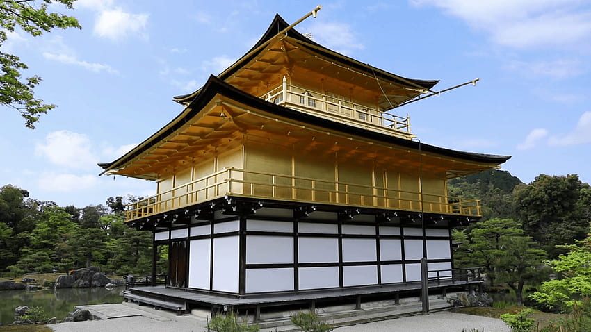 Side View Of Kinkaku Ji, Golden Pavilion, Famous Buddhist Temple Zen HD wallpaper