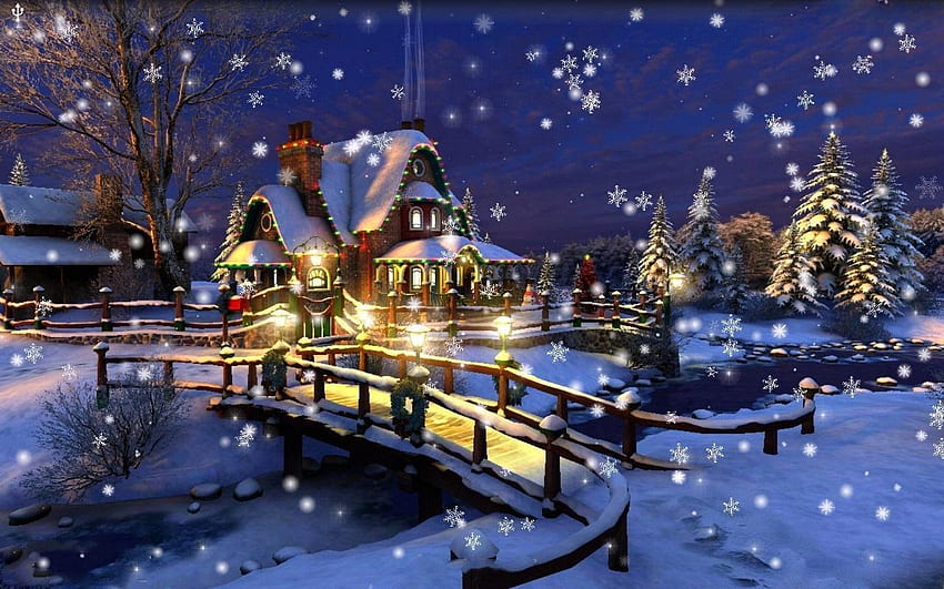 Winter Snow Night for Android HD wallpaper