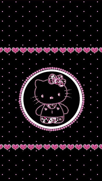 Hello Kitty black cute heart love pink HD phone wallpaper  Peakpx