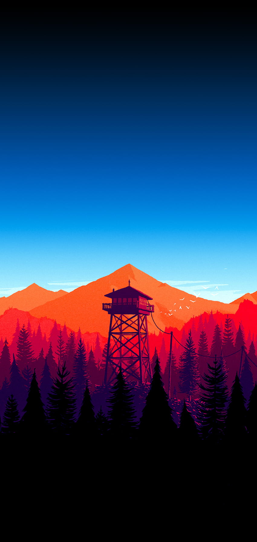 iPhone X (modified to add pure black at top and bottom): Firewatch HD phone wallpaper