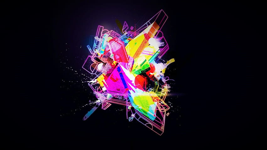 colorful, digital art, dark, abstract, 3D, red, purple, green, blue, rainbows, pink, bright, shards, light, color, flower, darkness, computer , special effects, macro graphy. Mocah, Black and Purple Shards HD wallpaper