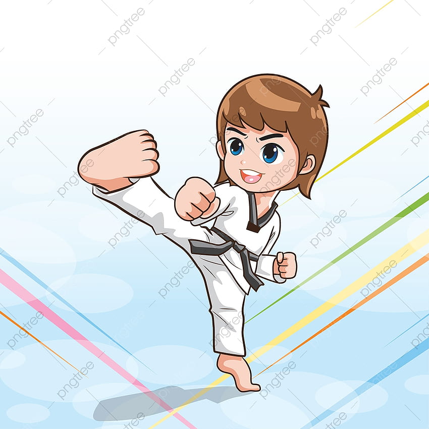 Vector Cartoon Taekwondo Boy Kick, Boy, Kick, Vector PNG and Vector with Transparent Background for HD phone wallpaper