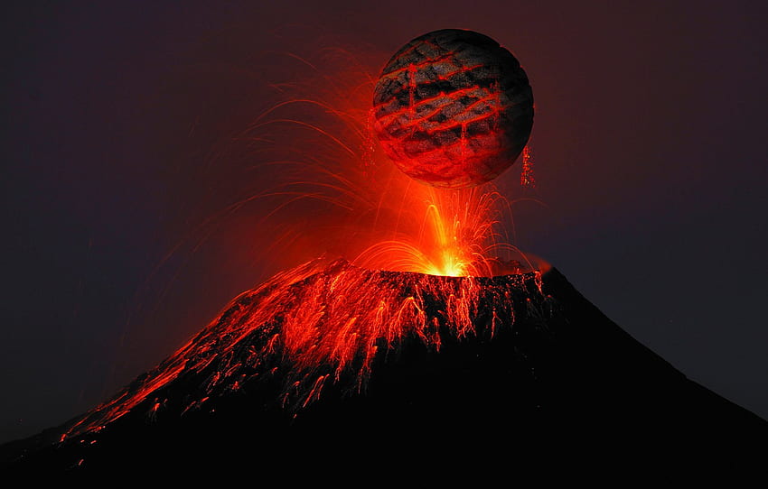 api, Kiamat, bencana, lahar, kematian, letusan gunung berapi, planet hitam untuk , bagian фантастика, Lava Hitam Wallpaper HD
