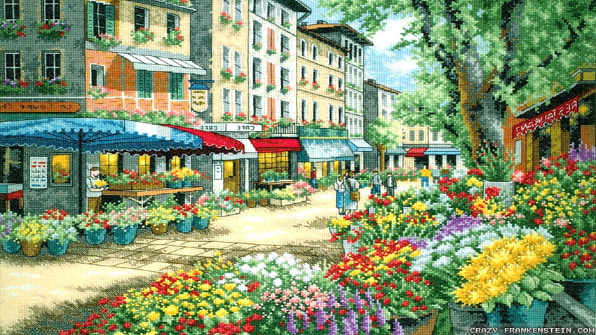 Frühling in Paris, gemischter Cartoon HD-Hintergrundbild