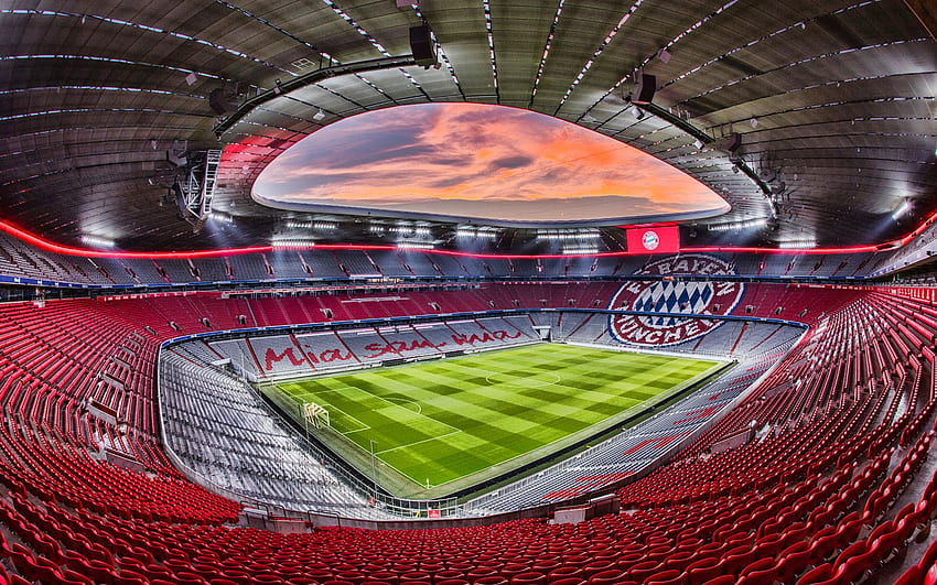 Allianz Arena, R, Bayern Munich Stadium, ฟุตบอล, สนามฟุตบอล, สนามกีฬาบาเยิร์นมิวนิค, เยอรมนี สำหรับความละเอียด . คุณสูง, อาลีอันซ์ อารีน่า วอลล์เปเปอร์ HD