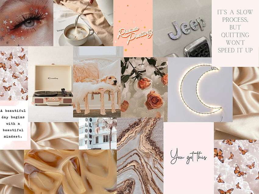 Aesthetic Neutral Pink Digital Collage IPad, Pink Collage Laptop HD wallpaper
