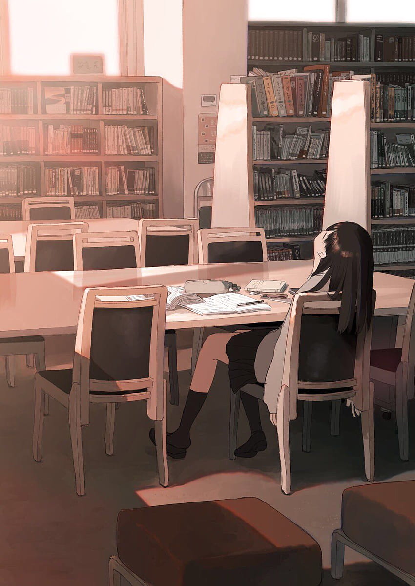 original Library nap. Anime scenery , Anime scenery, Anime art girl, Library Aesthetic HD phone wallpaper