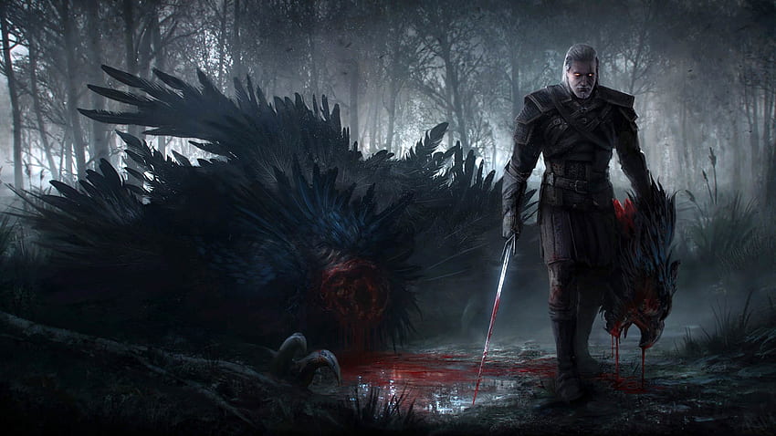 Geralt dopo aver ucciso il grifone, The Witcher 3: Wild Hunt Sfondo HD
