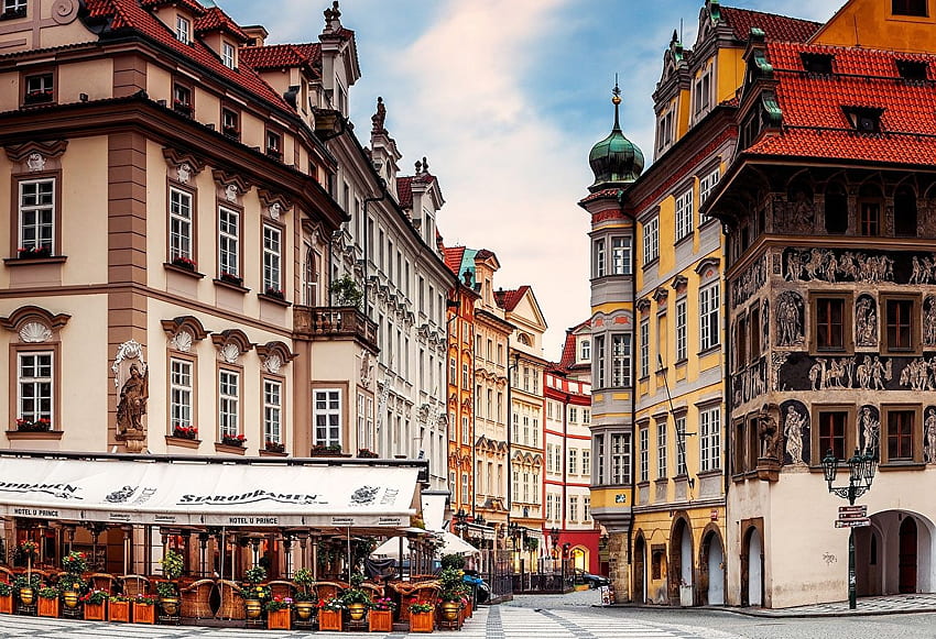 Prag Tschechische Republik Café Straße Städte Gebäude HD-Hintergrundbild
