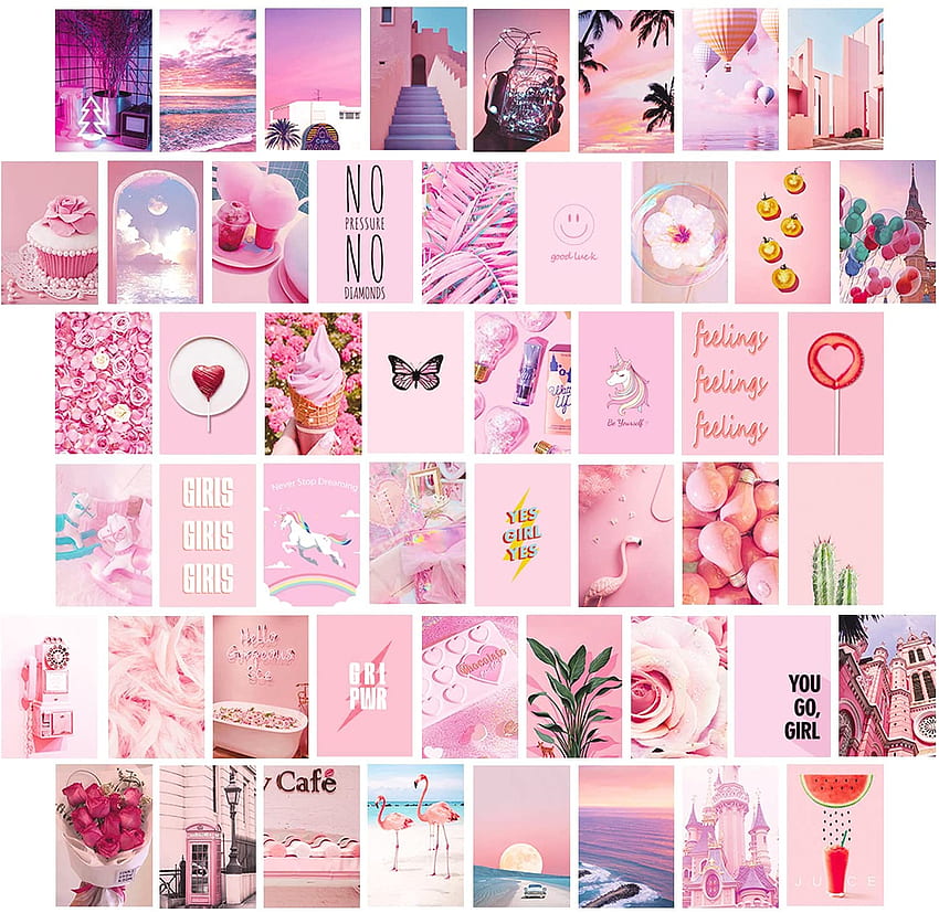 Розова естетика за стенен колаж за печат, естетични плакати HD тапет