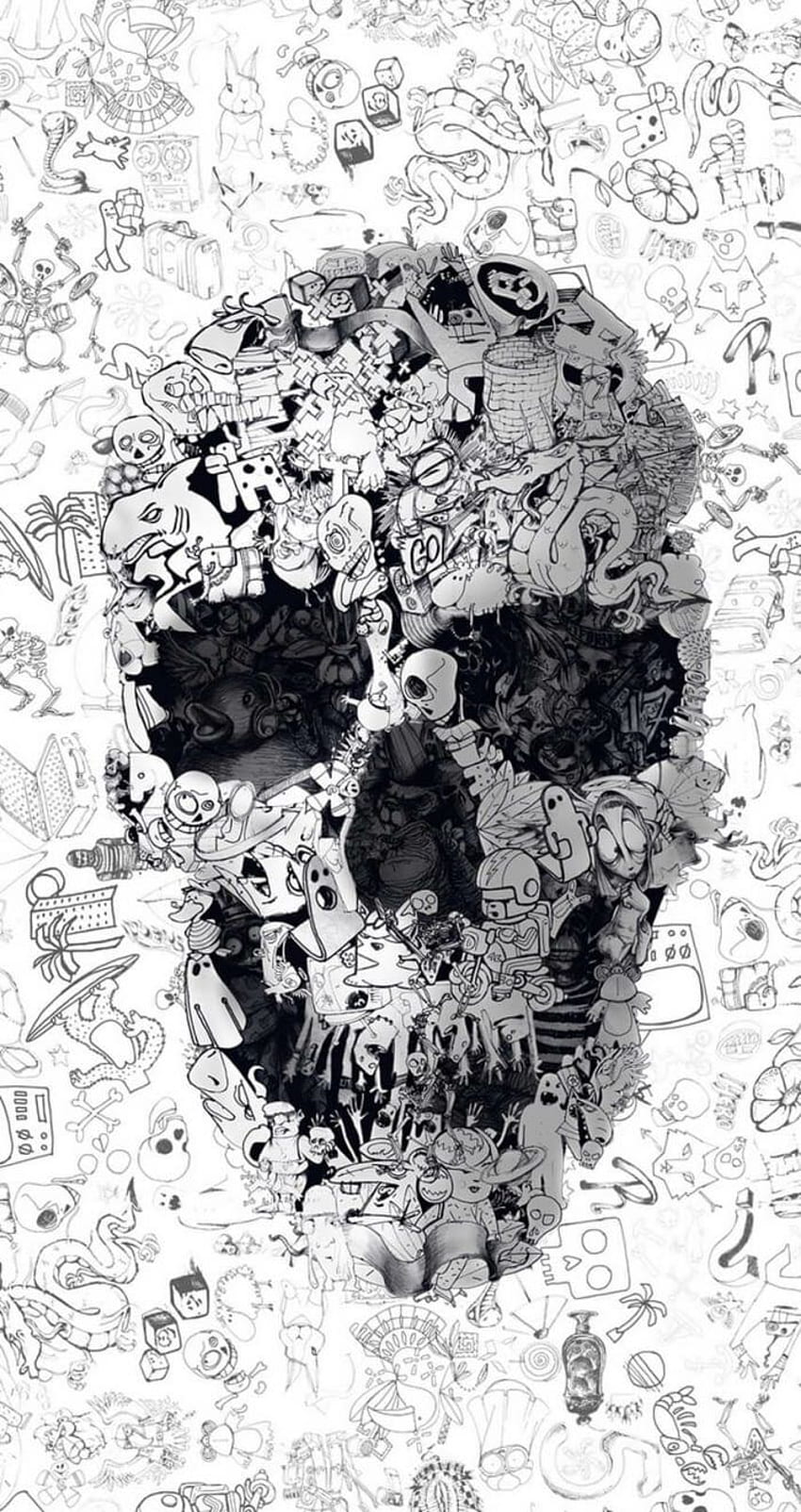 Doodle skull. Skull , Skull art, Graffiti, Black and White Doodle HD phone wallpaper