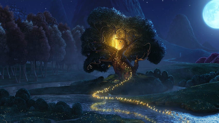 Böse Feenkönigin Tinkerbell Blue Tree HD-Hintergrundbild