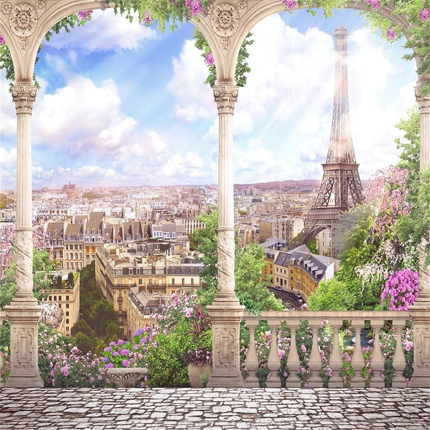 OFILA Eiffelturm-Hintergrund, Vintage-Hintergrund, Paris, Mottoparty, Dekoration, Frankreich, Gebäude, Hochzeit, Porträts, Reisen, Kinder HD-Handy-Hintergrundbild