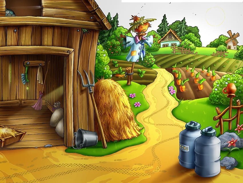 Ide pertanian. pertanian, gaya rumah, rumah pertanian terbengkalai, Gudang Kartun Wallpaper HD