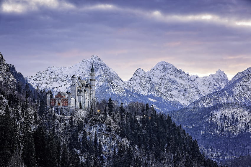 Natureza, Alemanha, Baviera, Castelo Neuschwanstein papel de parede HD