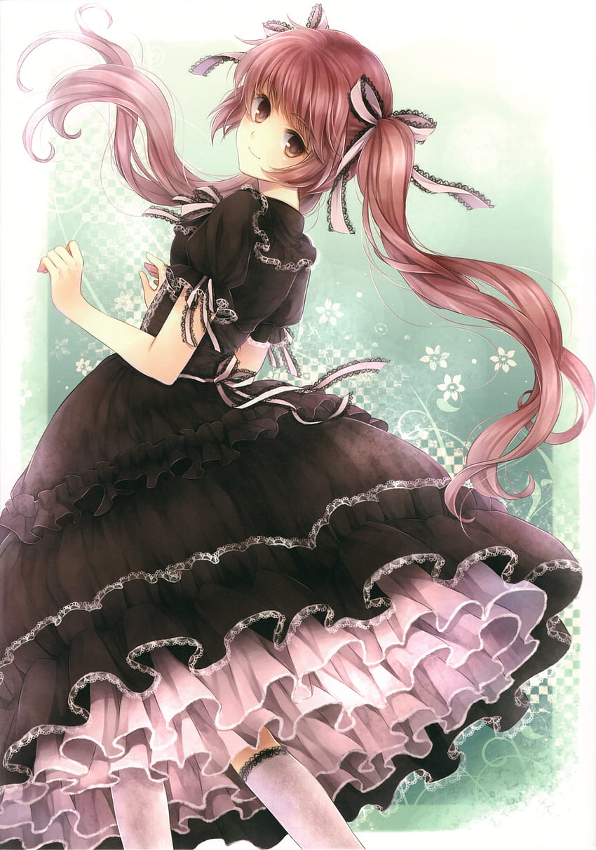 Cute anime waifu girl in a black maid dress with a bow. Generative AI Stock  Illustration | Adobe Stock