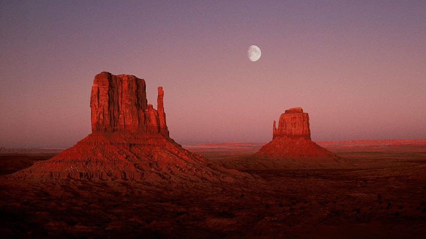 Deserts Utah Monument Valley Moonrise . HD wallpaper