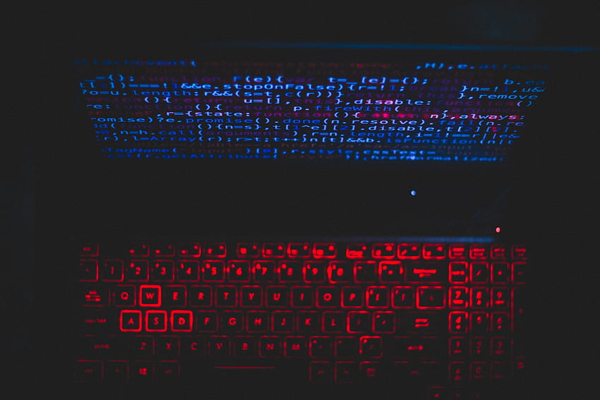 Codes, glow, laptop, dark HD wallpaper