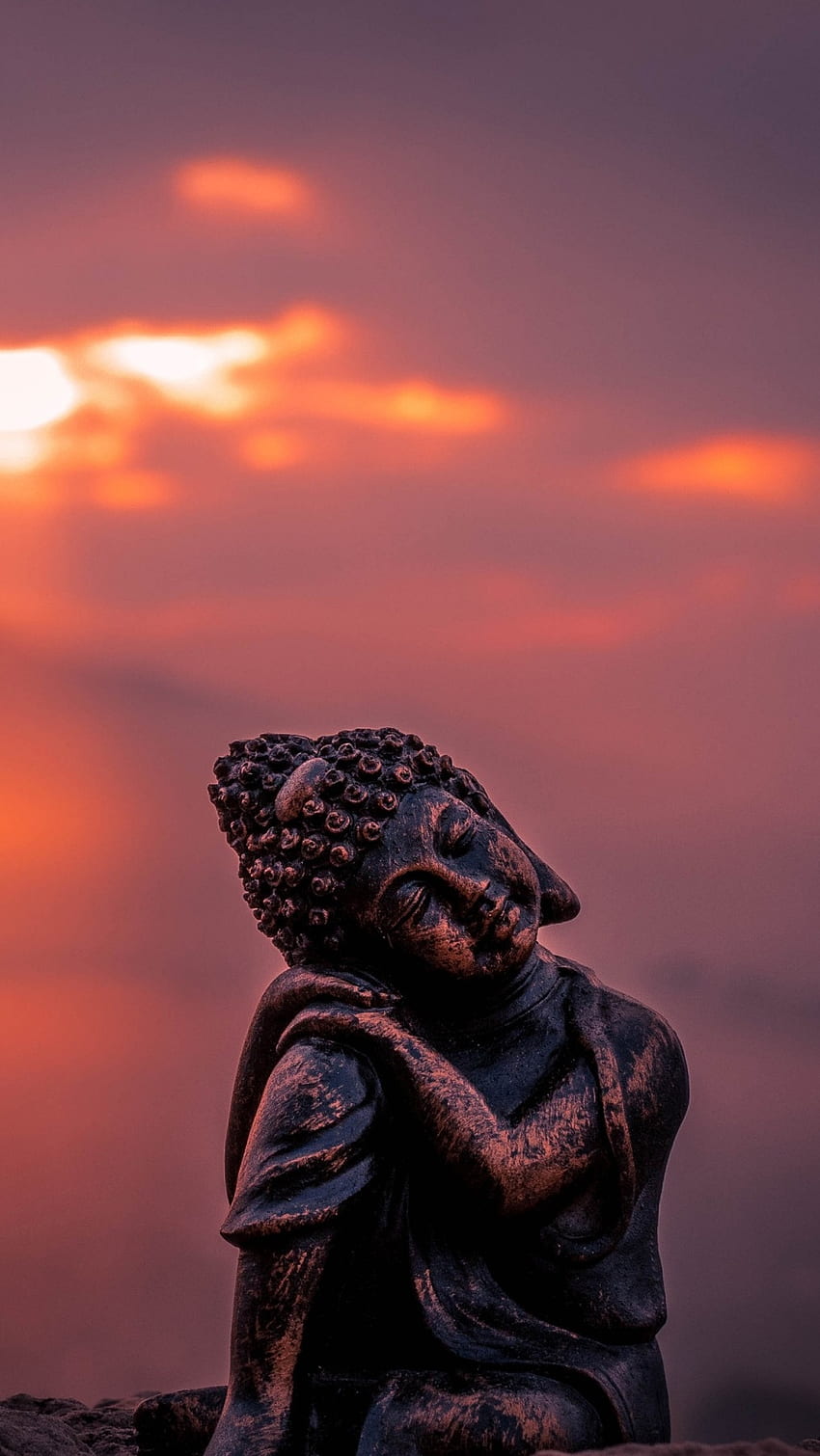 Bhagwan Buddha, Buddha Statue, Sunset HD phone wallpaper