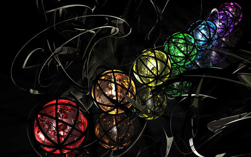 Multicolore, Hétéroclite, 3D, Métal, Spirale, Boules Fond d'écran HD
